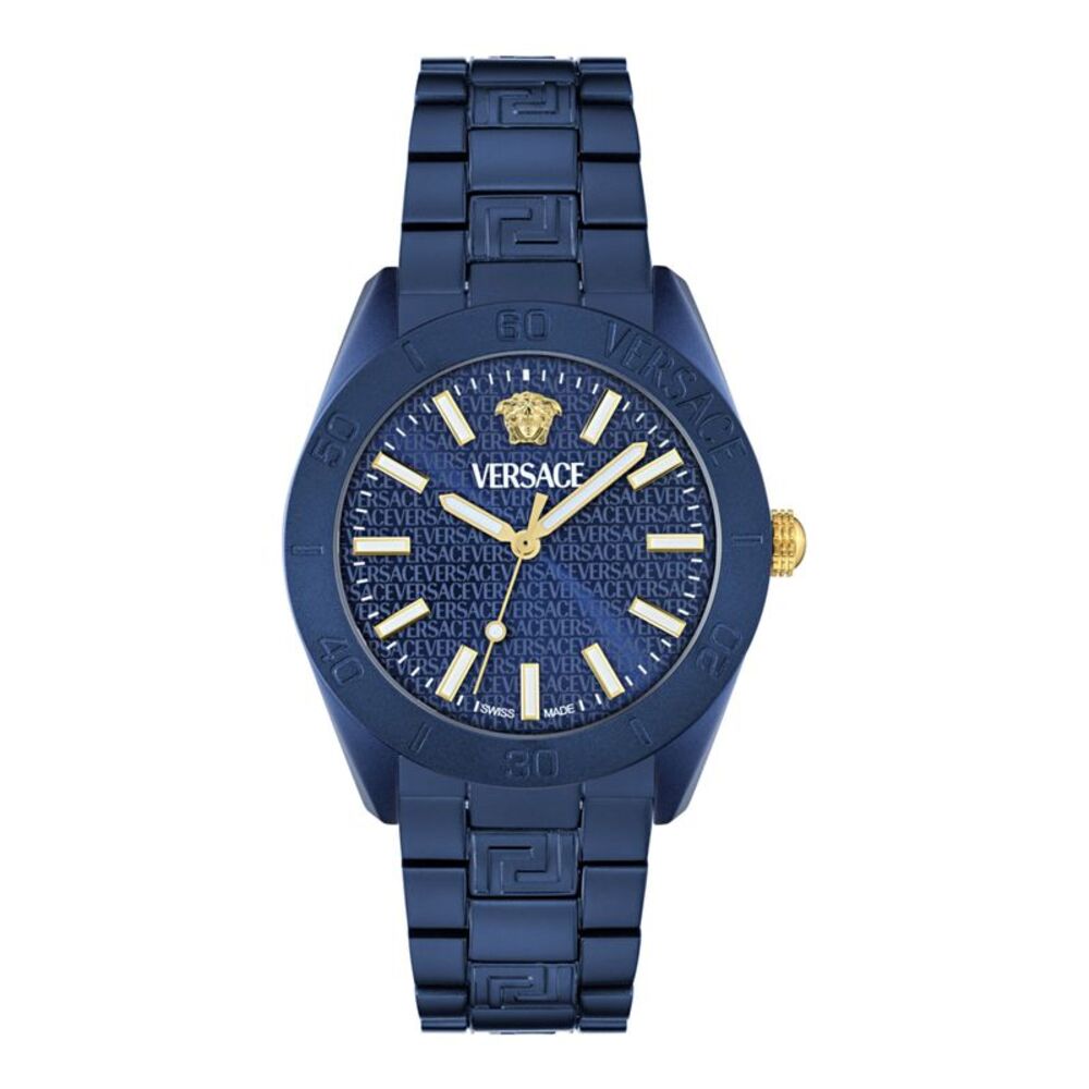 Versace V-Dome Aluminum Bracelet Watch Blue Mens